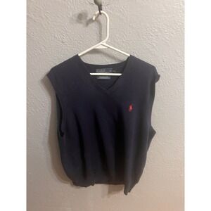 Vintage Ralph Lauren Polo  Sweater Vest Mens Navy V Neck Size XL